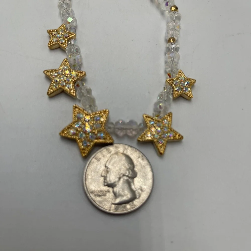 Kirks Folly Gold Star Aurora Borealis Bead Necklace - Picture 9 of 9